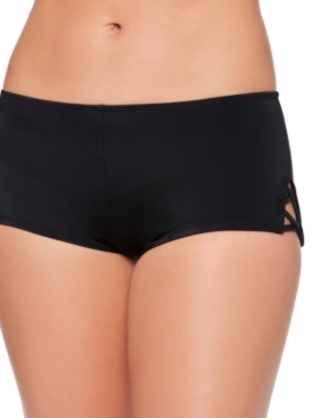 Salt + Cove Women S Black Juniors Strappy Side Swim Shorts